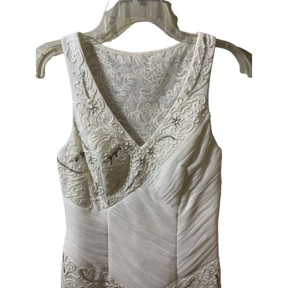 NWT Sue Wong Formal wedding Crystal Beaded White Ivory Knee Length Dress‎ Size 6 - Picture 11 of 16